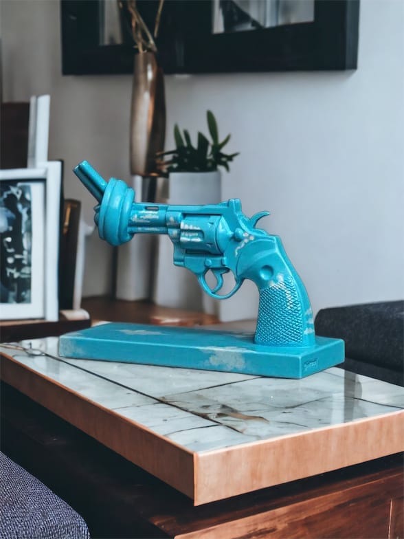 Imagine dekoration 30 cm, Blauw-wit Non Violence