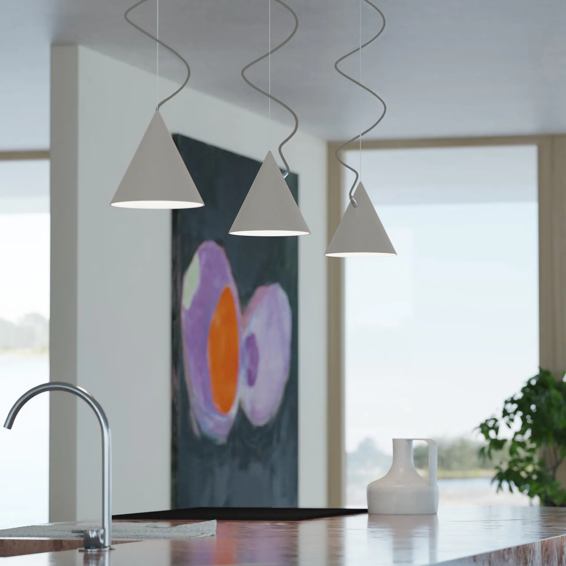 Castor hanglamp 20 cm, Grijs-lichtgrijs-zilver Noon