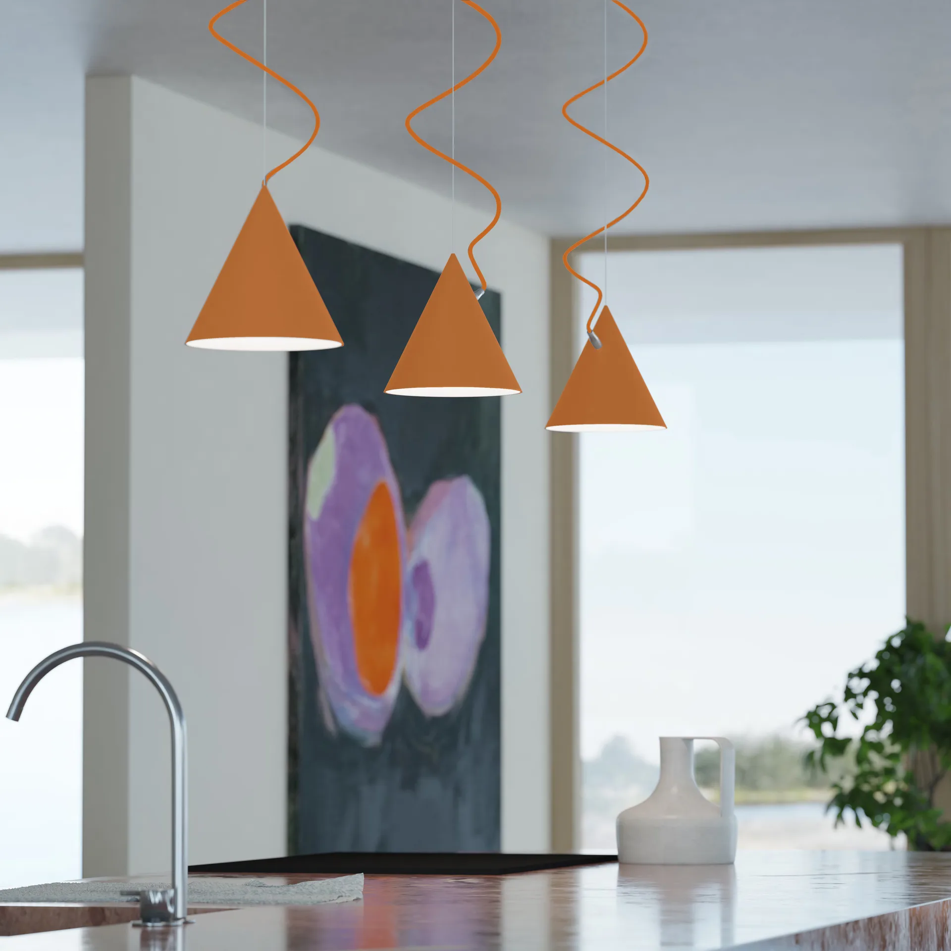 Castor hanglamp 20 cm, Oranje-oranje-zilver Noon