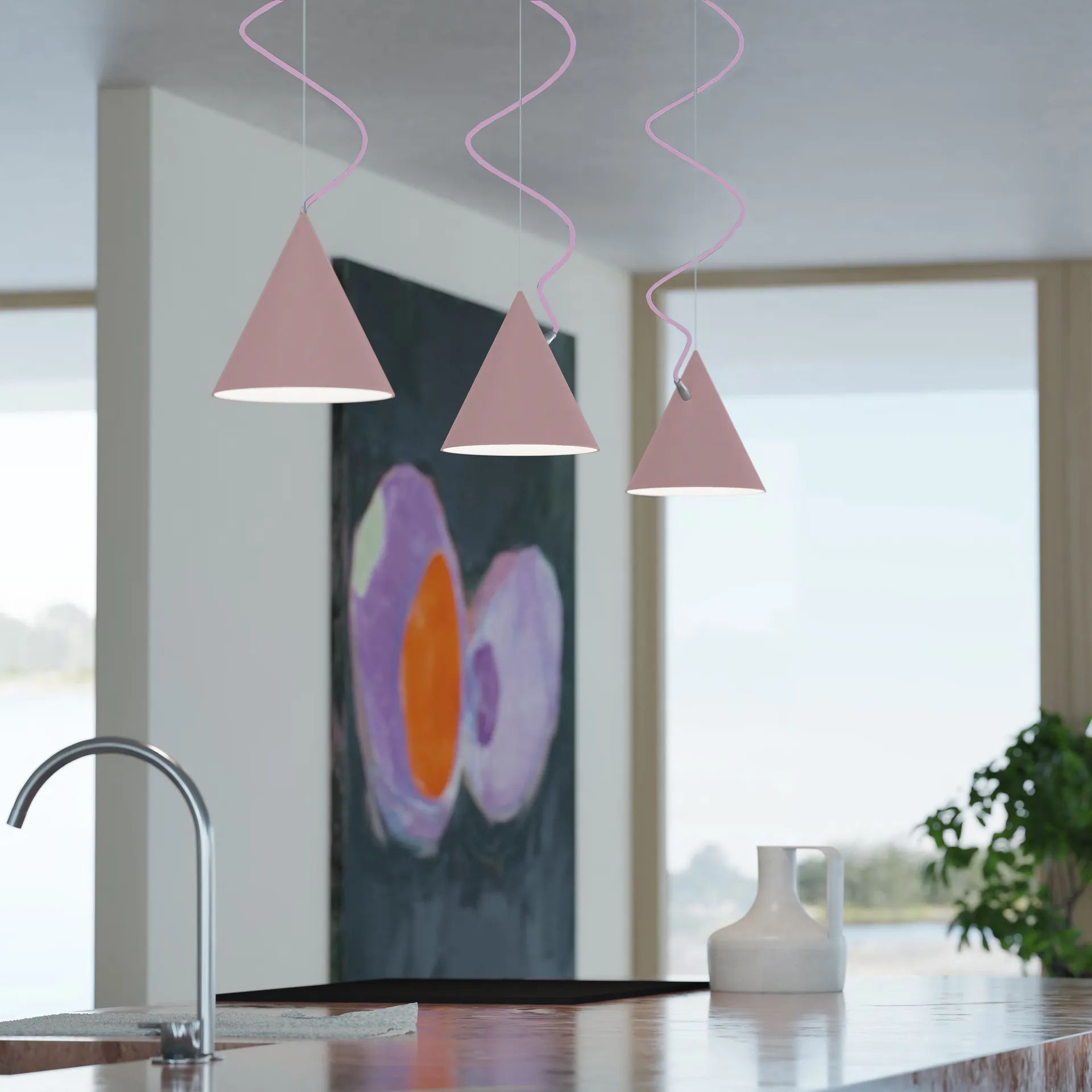 Castor hanglamp 20 cm, Roze-roze-zilver Noon