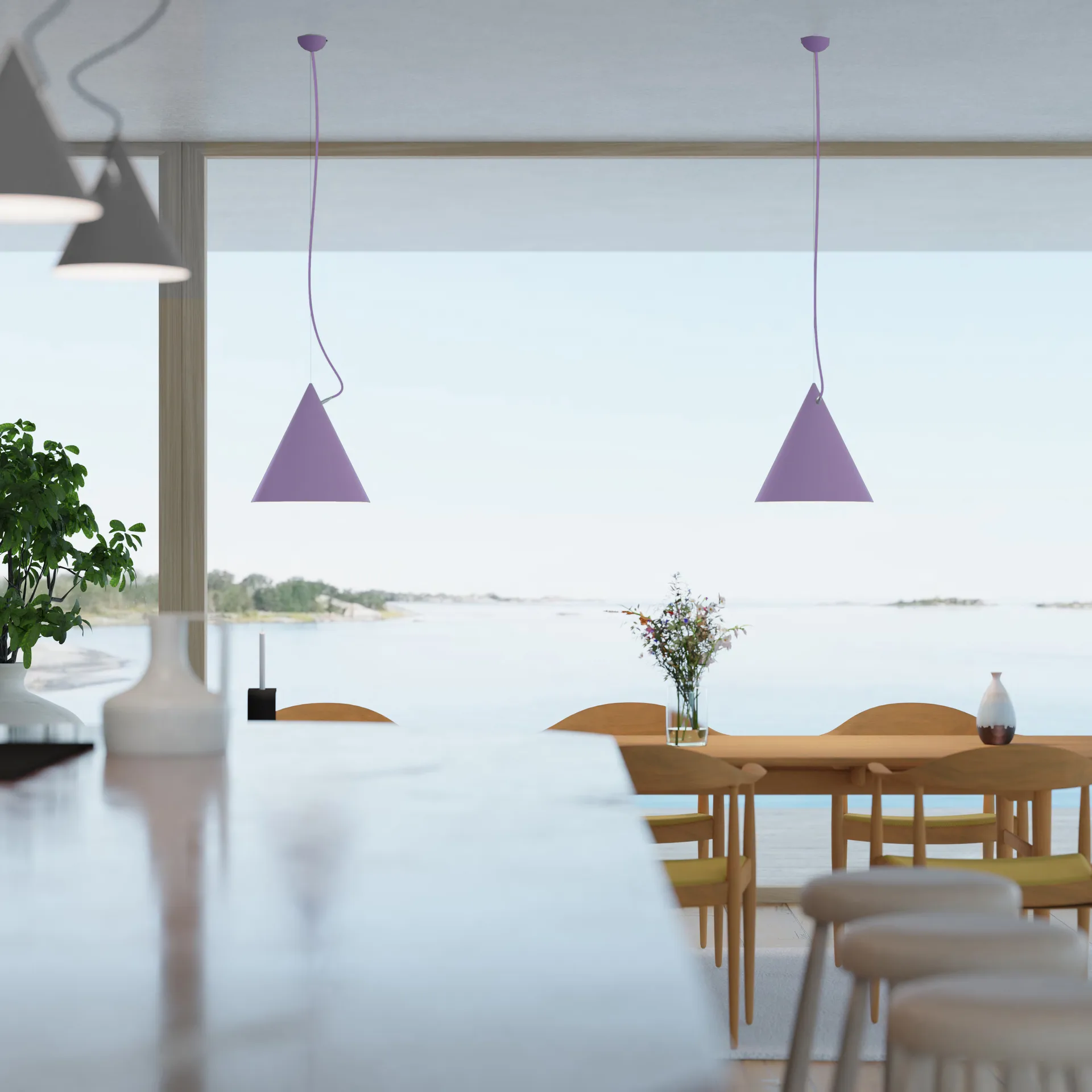 Castor hanglamp 40 cm, Lila-lila-zilver Noon