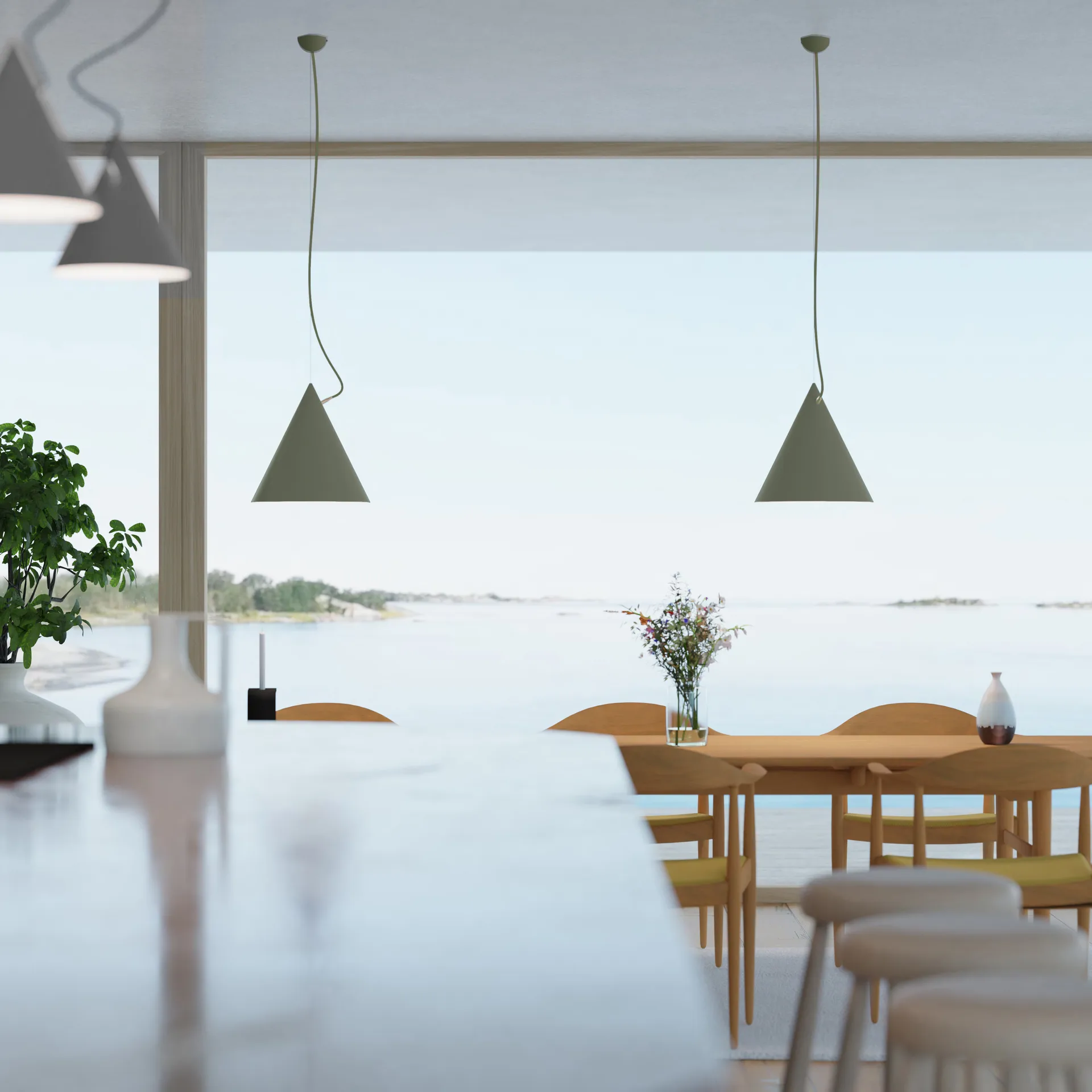 Castor hanglamp 40 cm, Militairgroen-groen-messing Noon