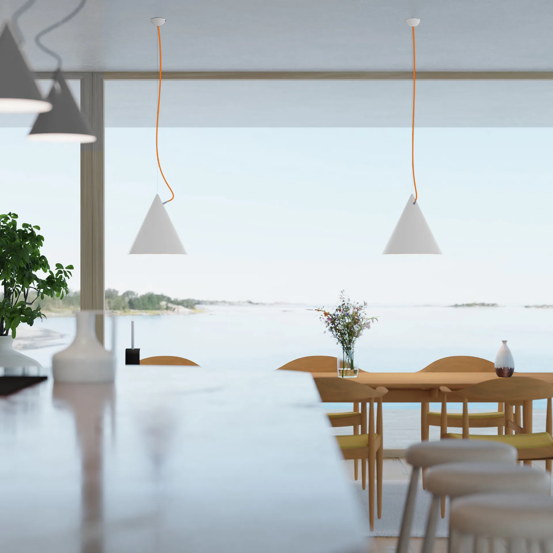 Castor hanglamp 40 cm, Wit-oranje-zilver Noon