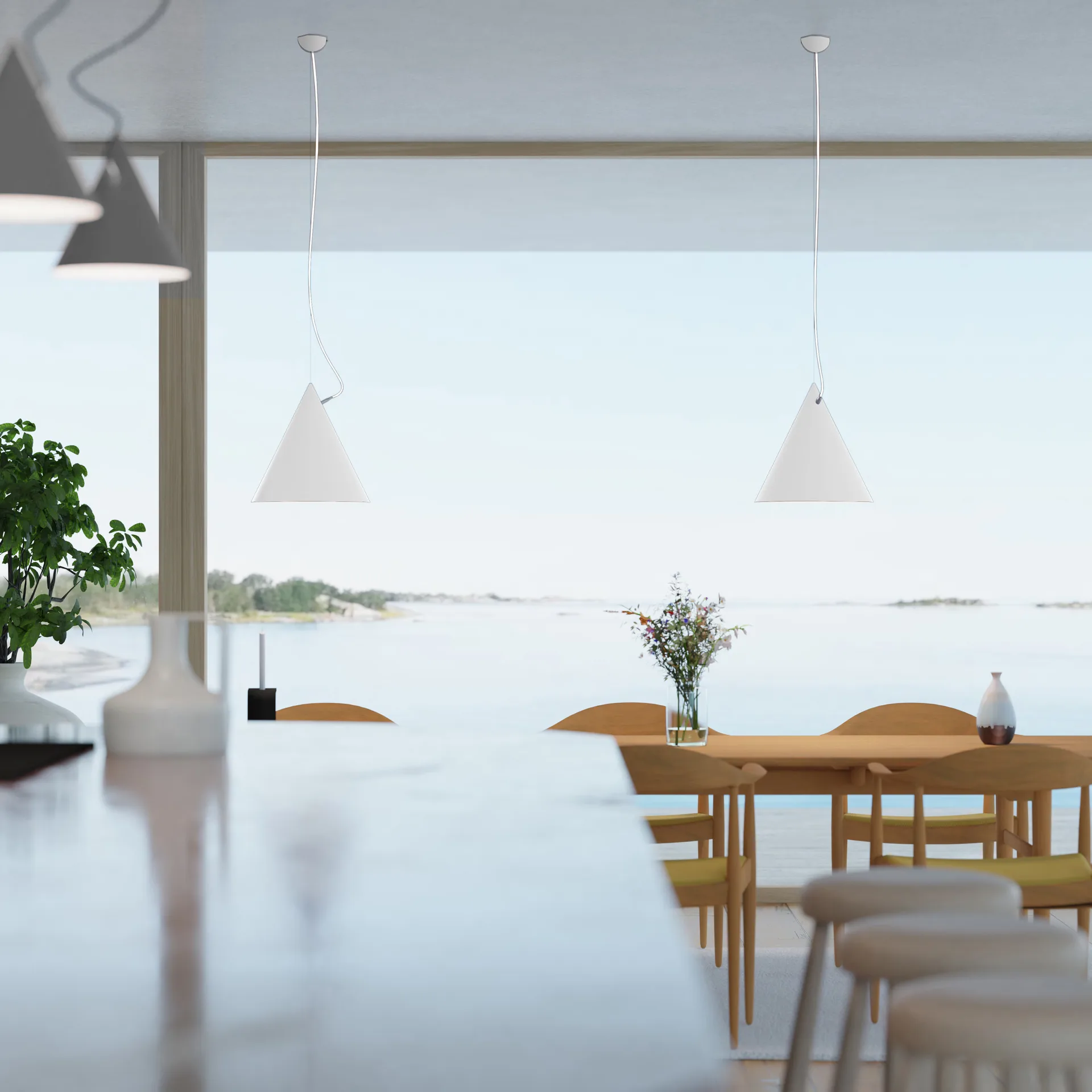 Castor hanglamp 40 cm, Wit-wit-zilver Noon