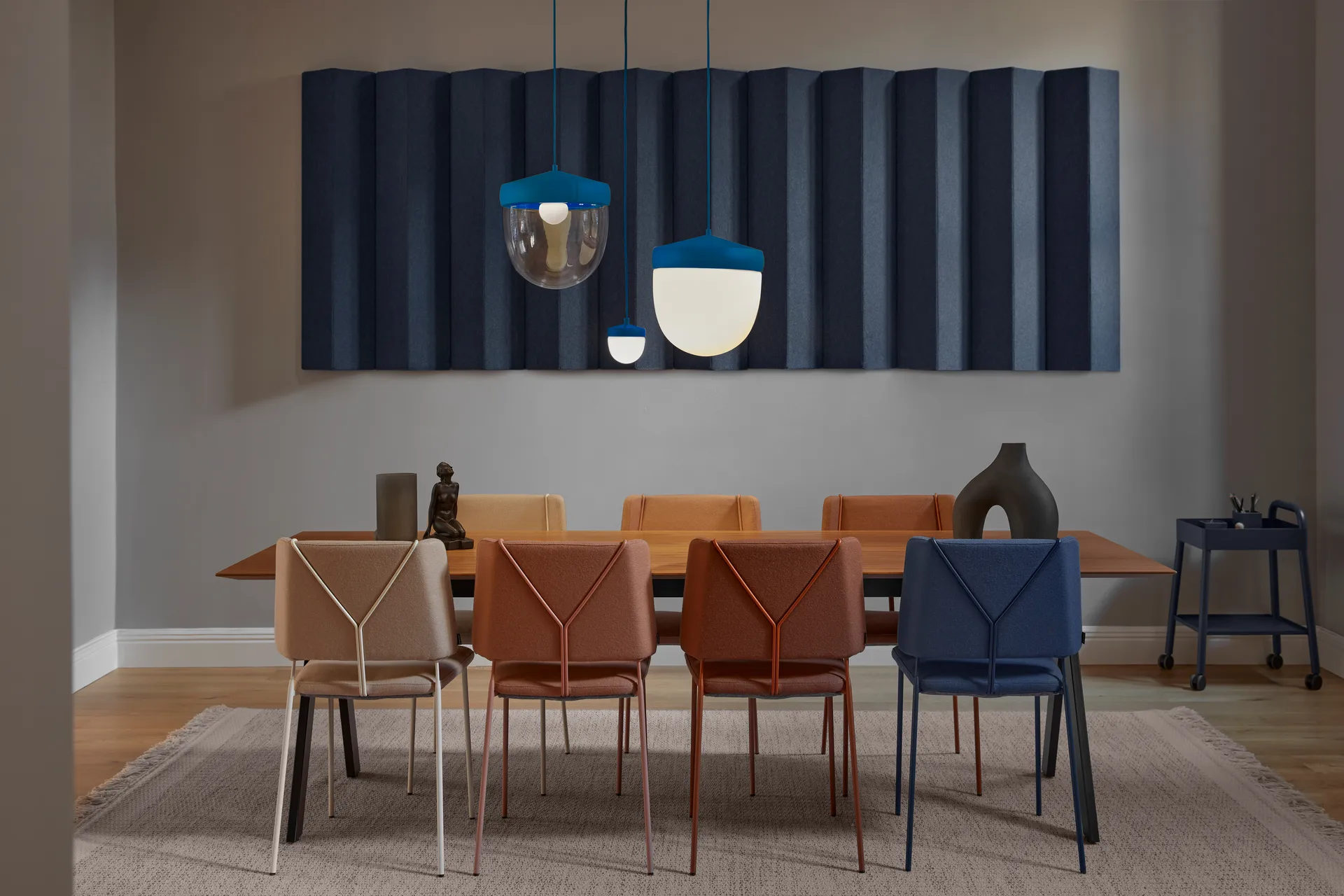 Pan hanglamp frosted 10 cm, Blauw-blauw Noon