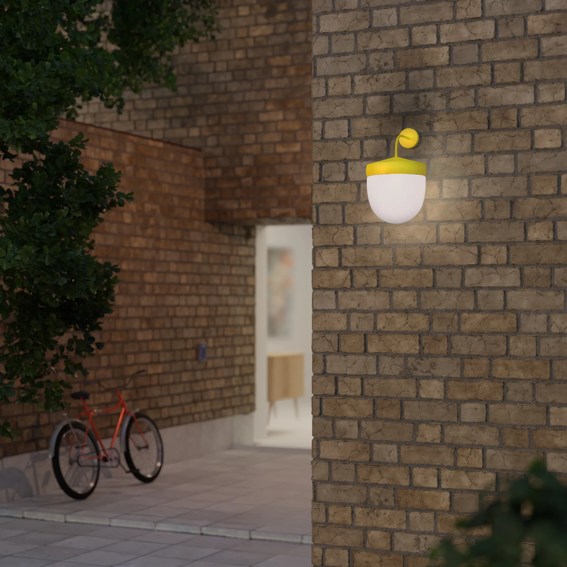 Pan wandlamp frosted 30 cm, Gul Noon