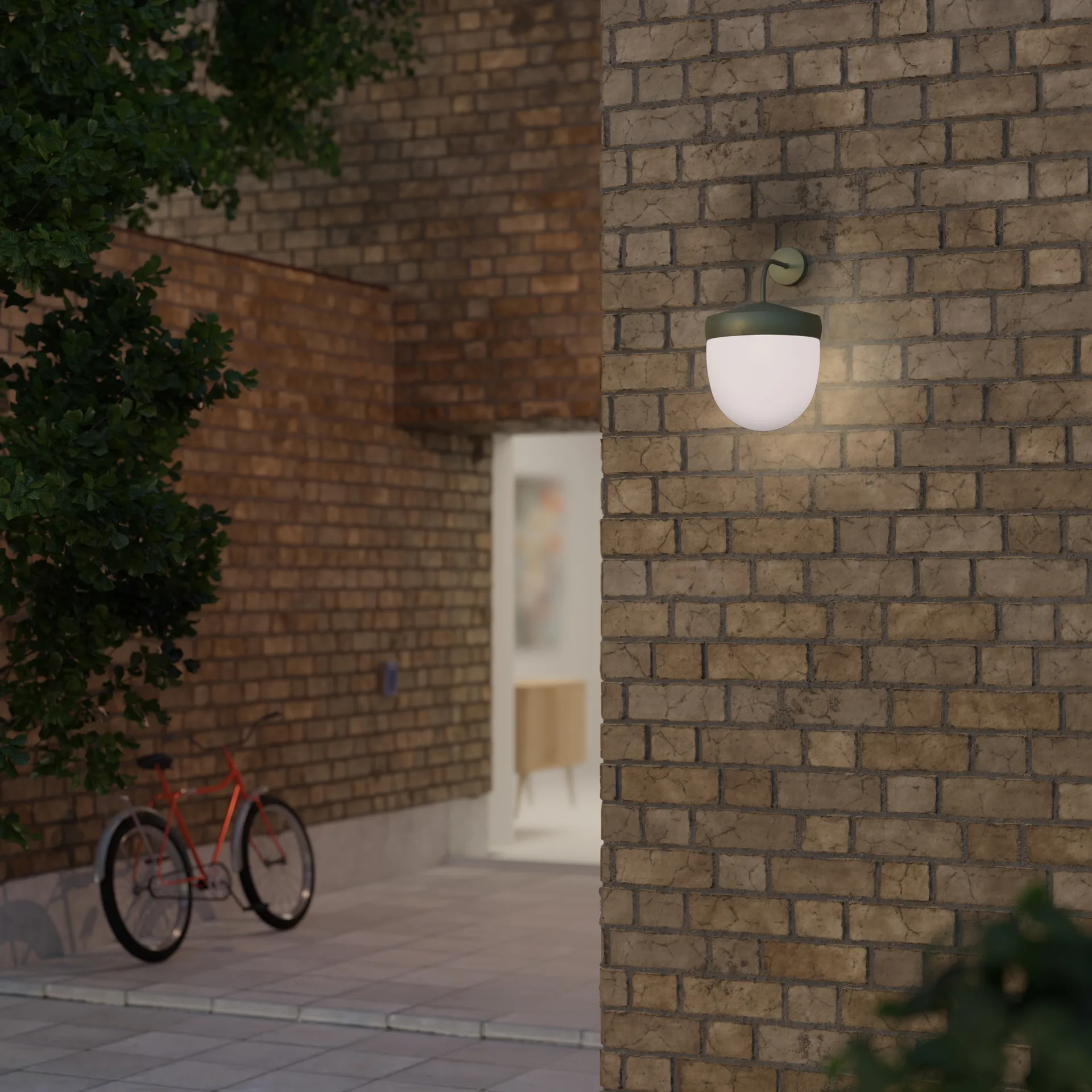 Pan wandlamp frosted 30 cm, Militairgroen Noon