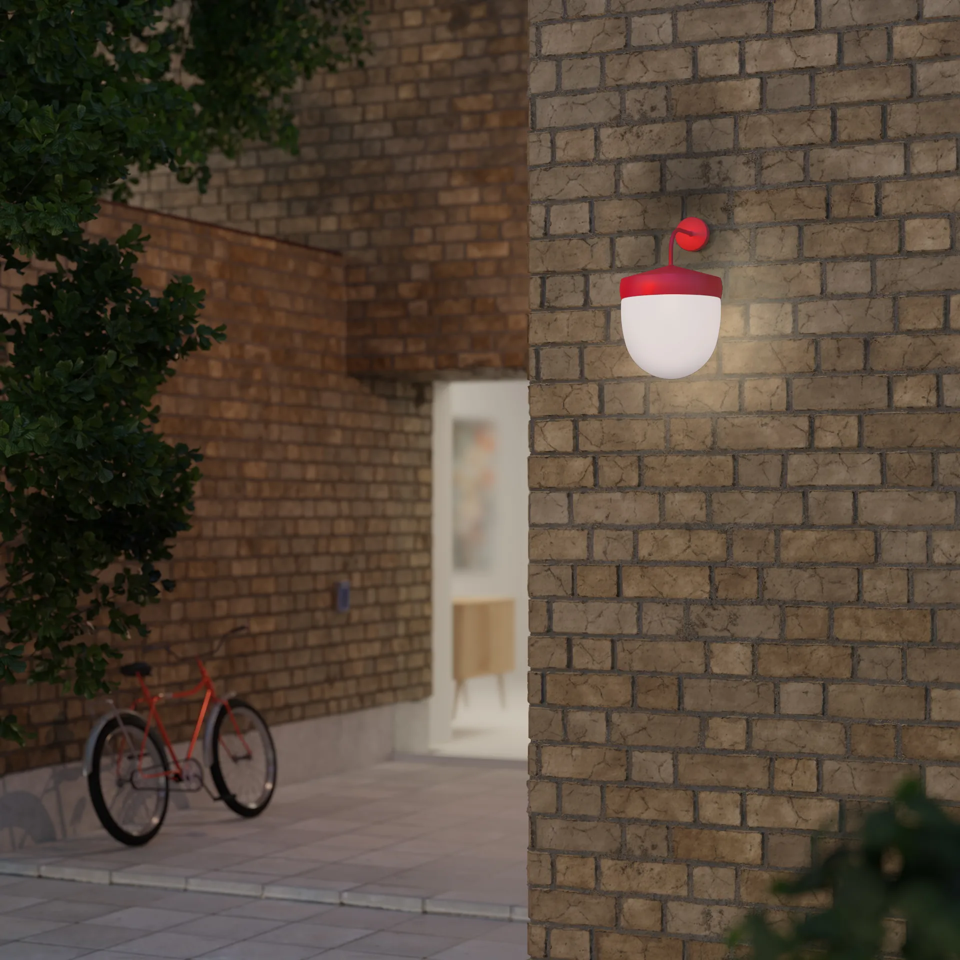 Pan wandlamp frosted 30 cm, Rood Noon