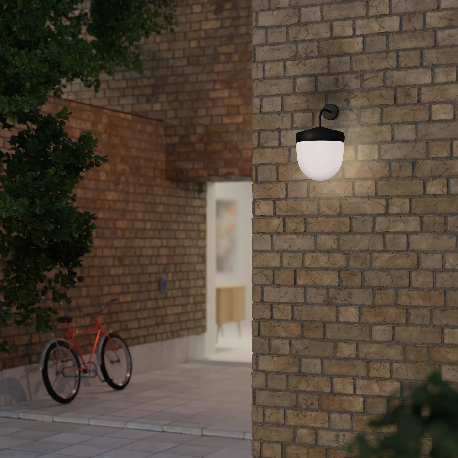 Pan wandlamp frosted 30 cm, Zwart Noon