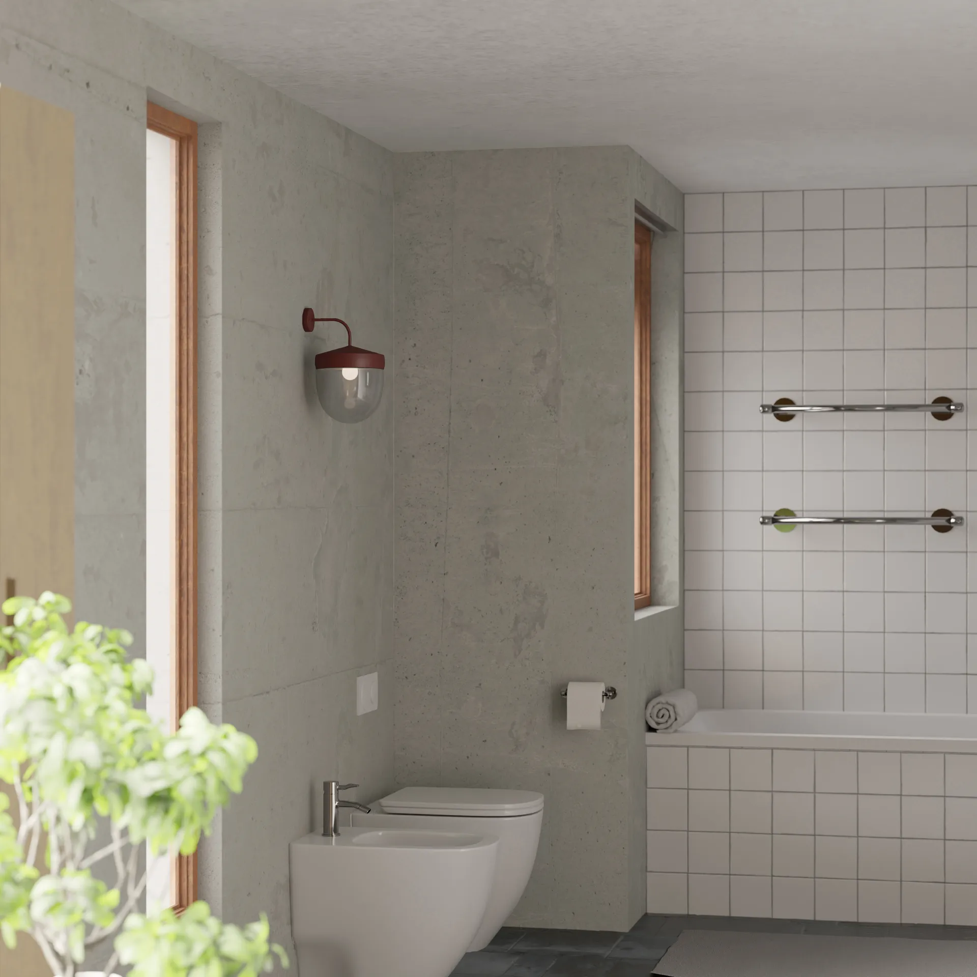 Pan wandlamp helder 30 cm, Bordeauxrood Noon