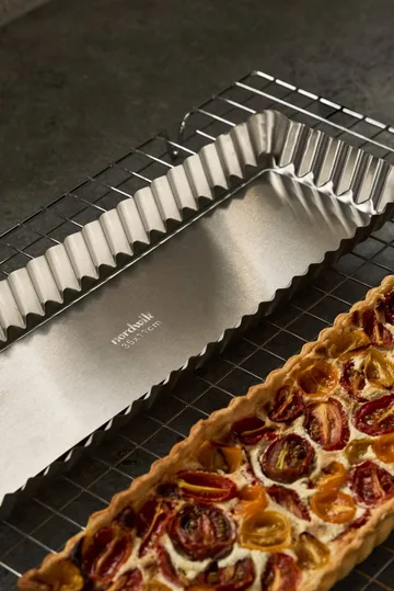 BAKE taartvorm met losse bodem - Rechthoekig, roestvrij staal, 35x11 cm - Nordwik