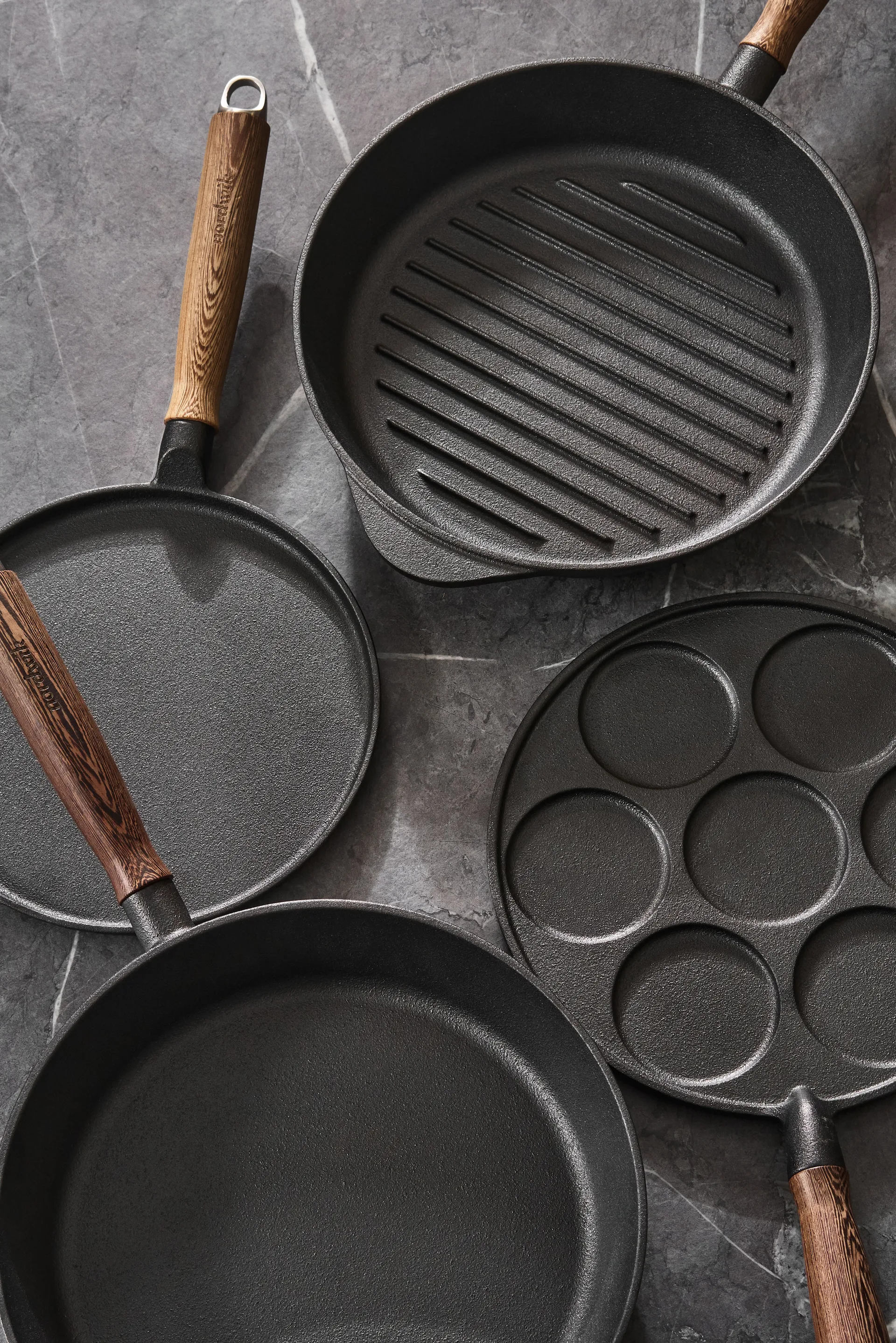 Nordwik grillpan gietijzer met houten handvat, 28 cm Nordwik