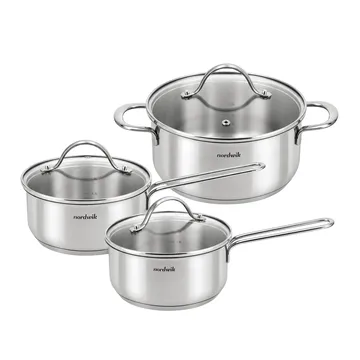 Nordwik pannenset met glazen deksel - 3-delig - Nordwik