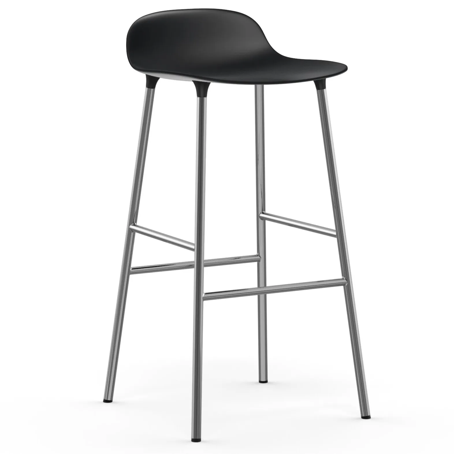 Form barkruk verchroomde poten 75 cm, Zwart Normann Copenhagen