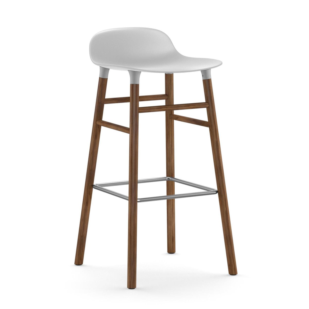 Normann Copenhagen Form barkruk - walnoot poten 75 cm. wit