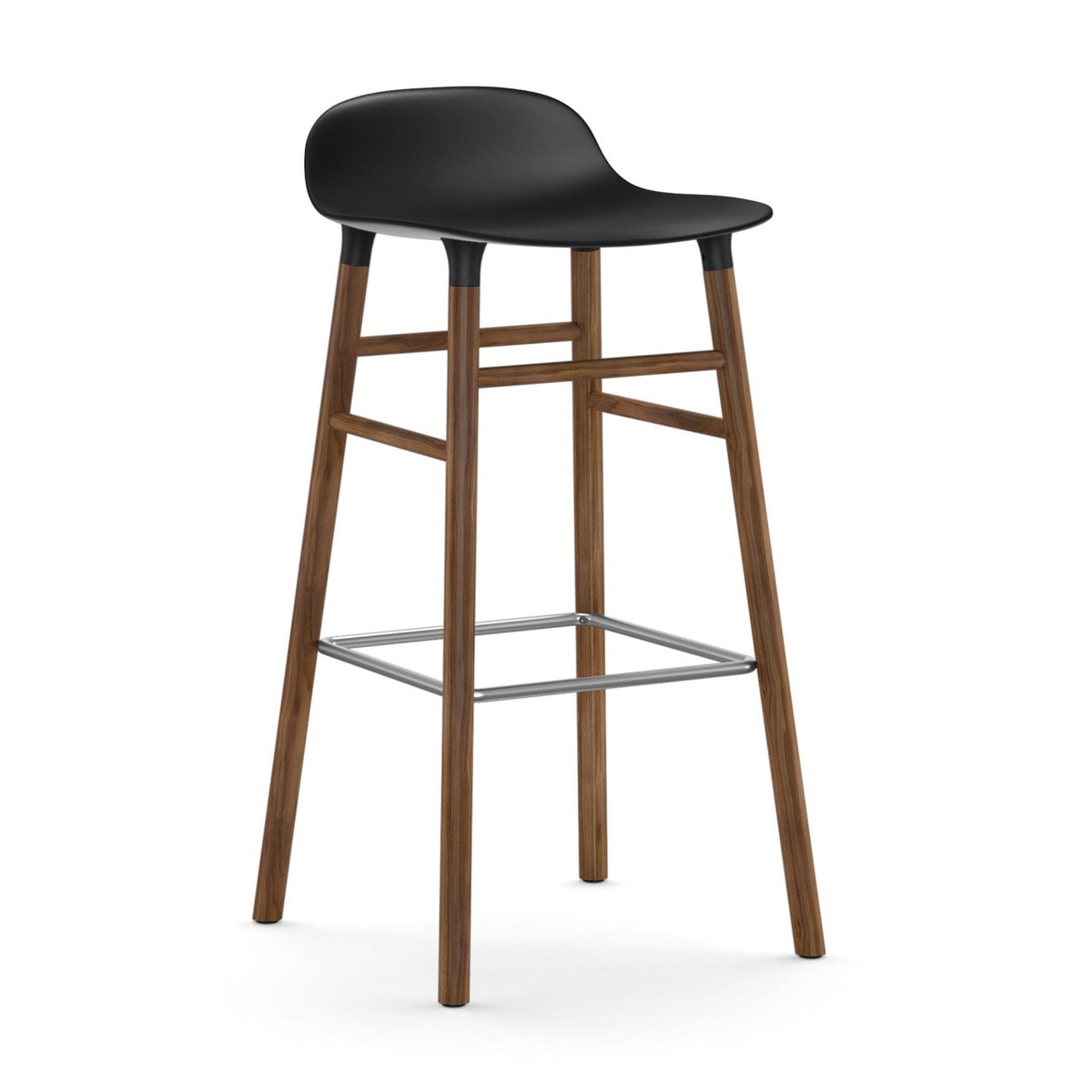 Normann Copenhagen Form barkruk - walnoot poten 75 cm. zwart