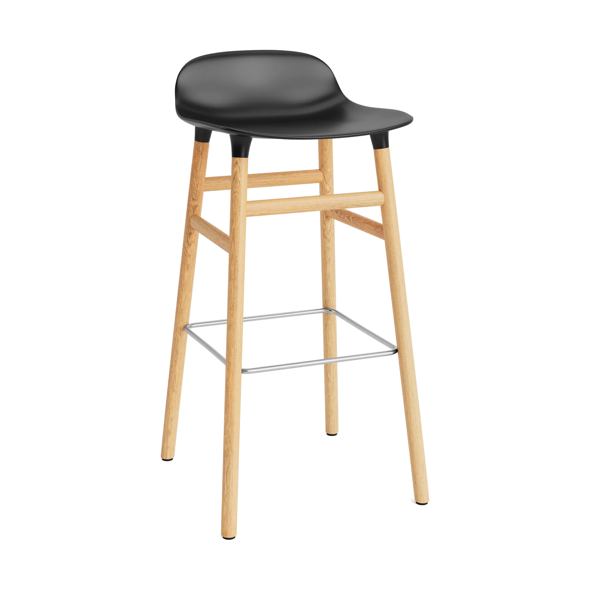 Form barstoel - eiken poten 75 cm., zwart Normann Copenhagen