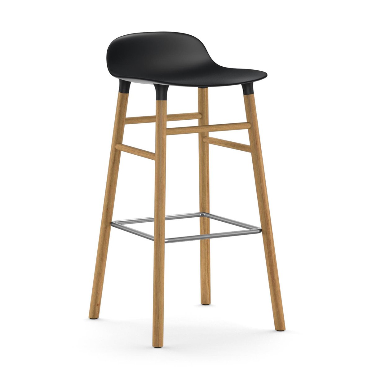 Normann Copenhagen Form barstoel - eiken poten 75 cm. zwart