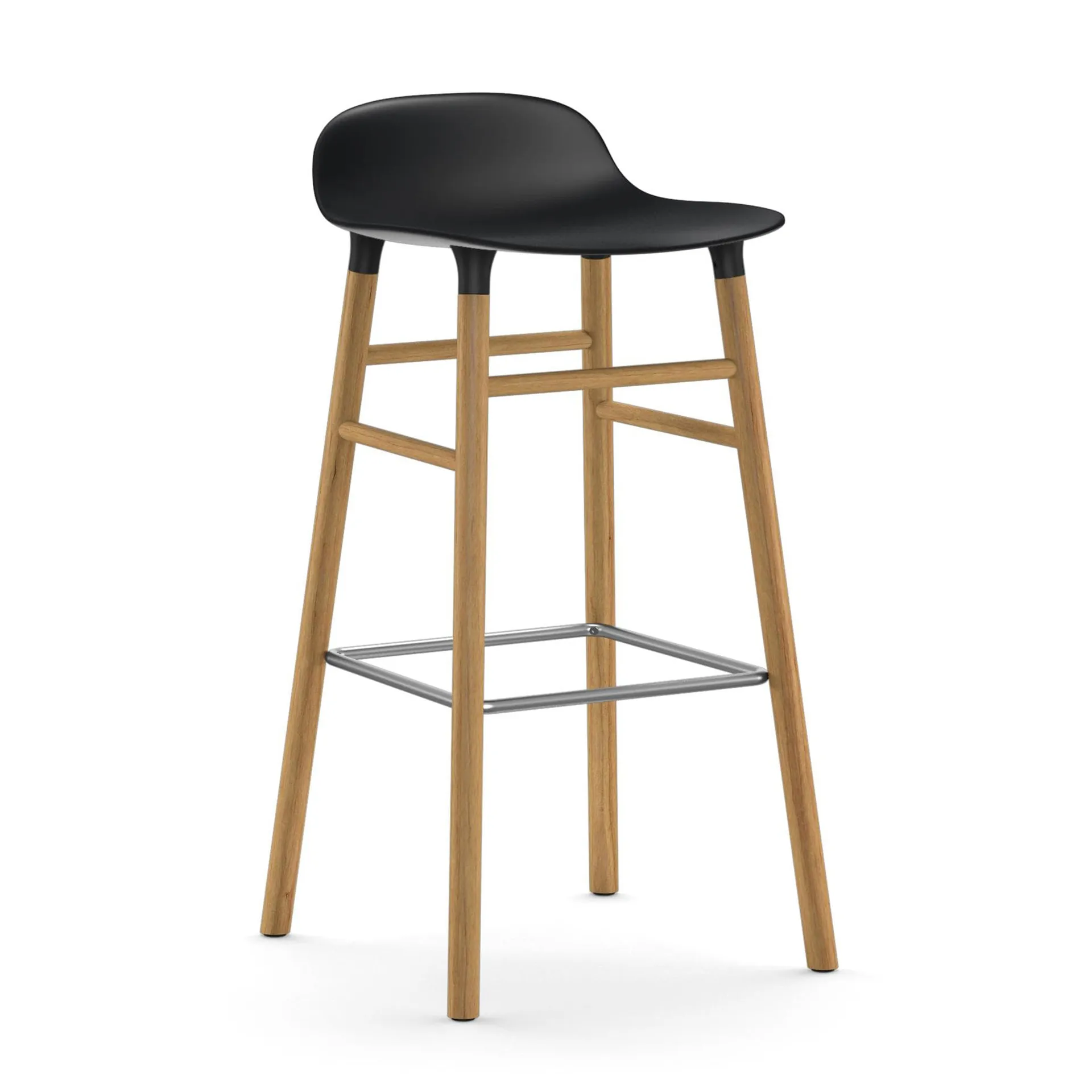 Form barstoel - eiken poten 75 cm., zwart Normann Copenhagen