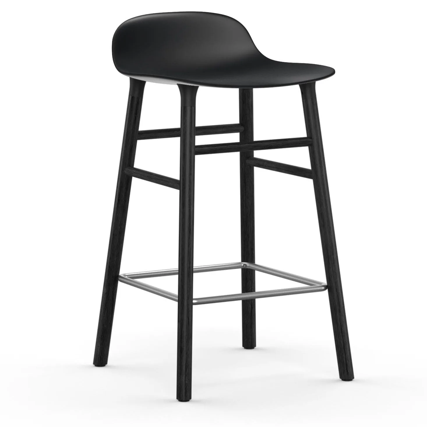 Form Chair barkruk gelakte eiken poten 65 cm, zwart Normann Copenhagen