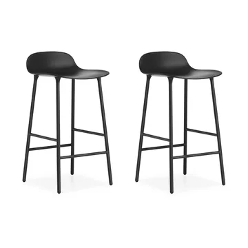 Form Chair barkruk metalen poten, Zwart, 2-pack - Normann Copenhagen