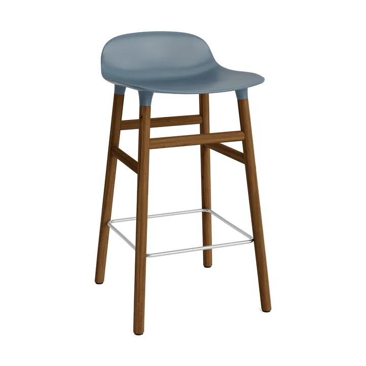 Form Chair barkruk walnoothouten poten - blauw - Normann Copenhagen