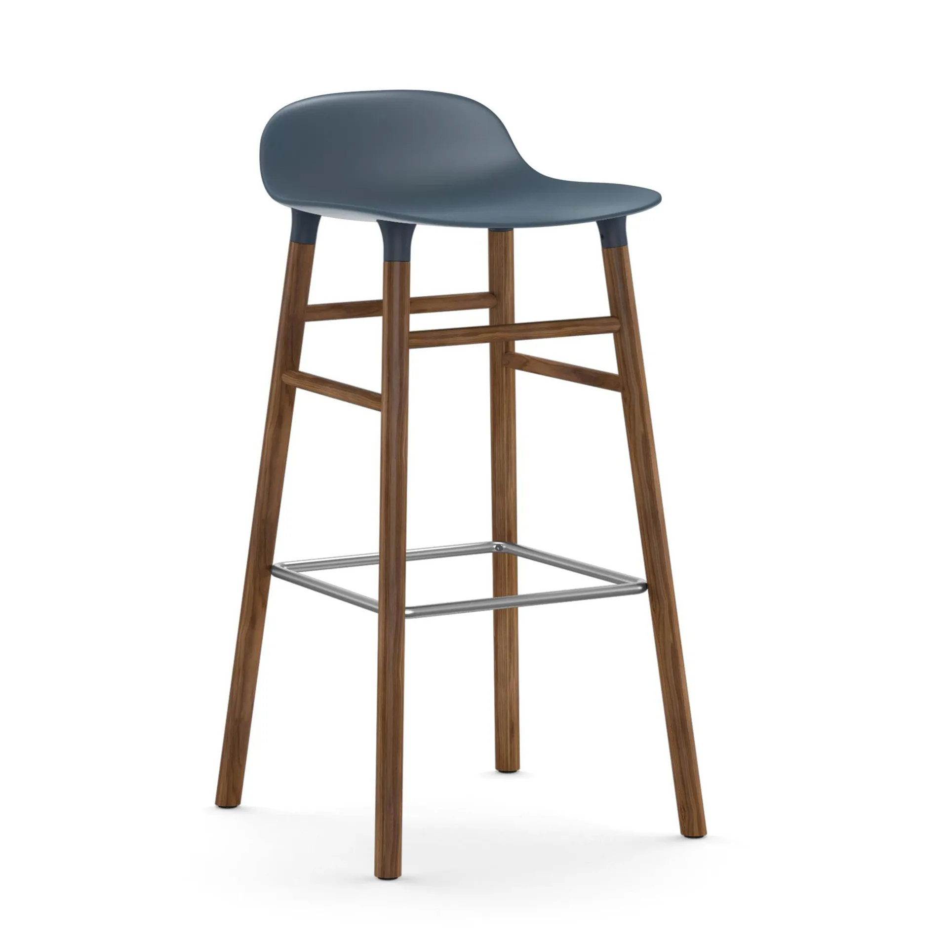 Form Chair barkruk walnoothouten poten, blauw Normann Copenhagen