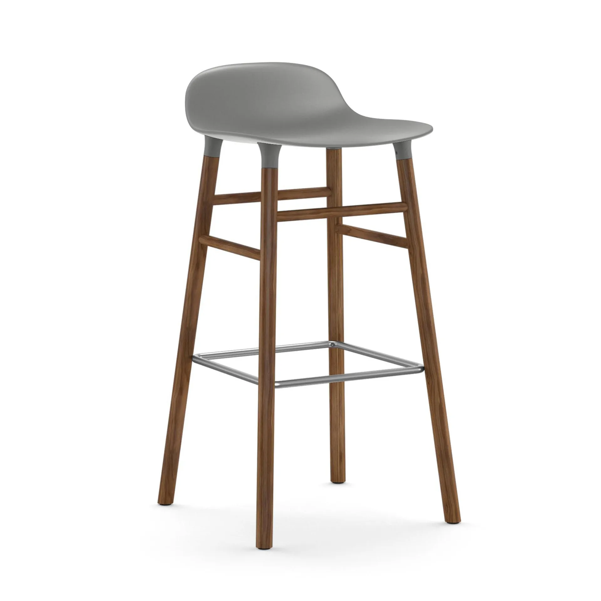 Form Chair barkruk walnoothouten poten, grijs Normann Copenhagen