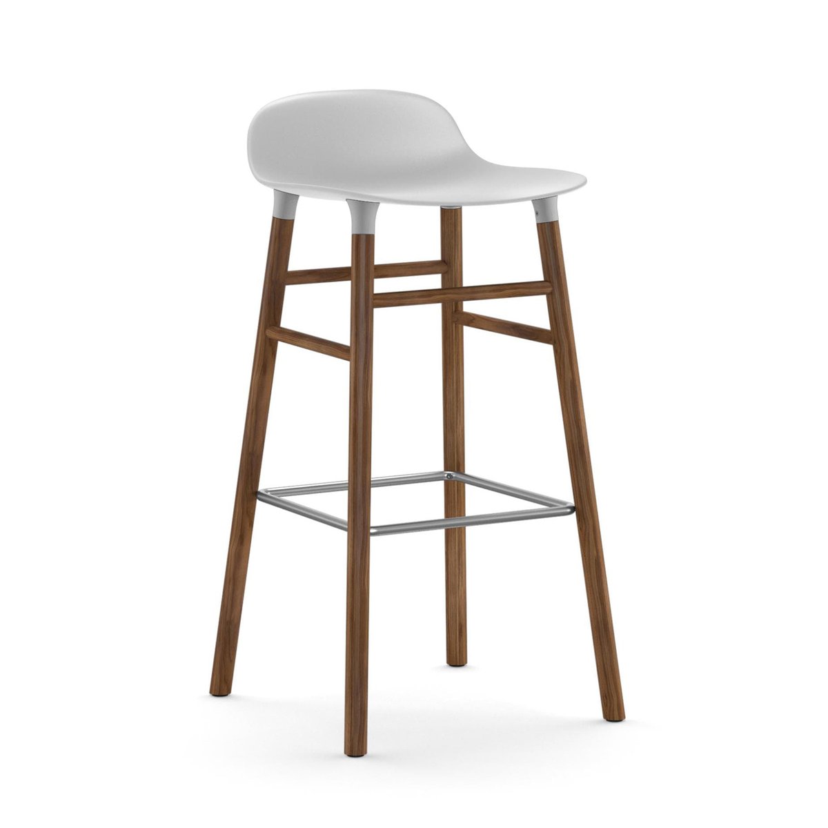 Normann Copenhagen Form Chair barkruk walnoothouten poten wit