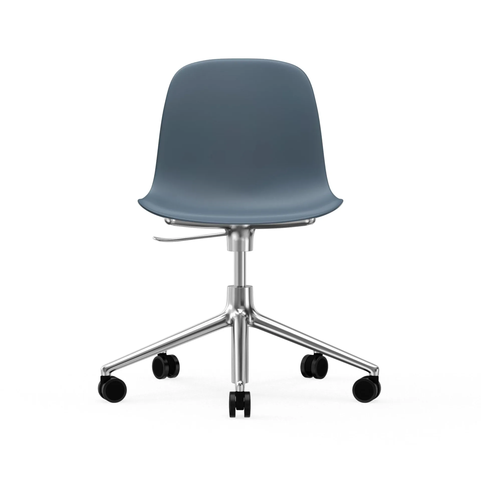 Form chair draaistoel, 5 W bureaustoel, blauw, aluminium wielen Normann Copenhagen