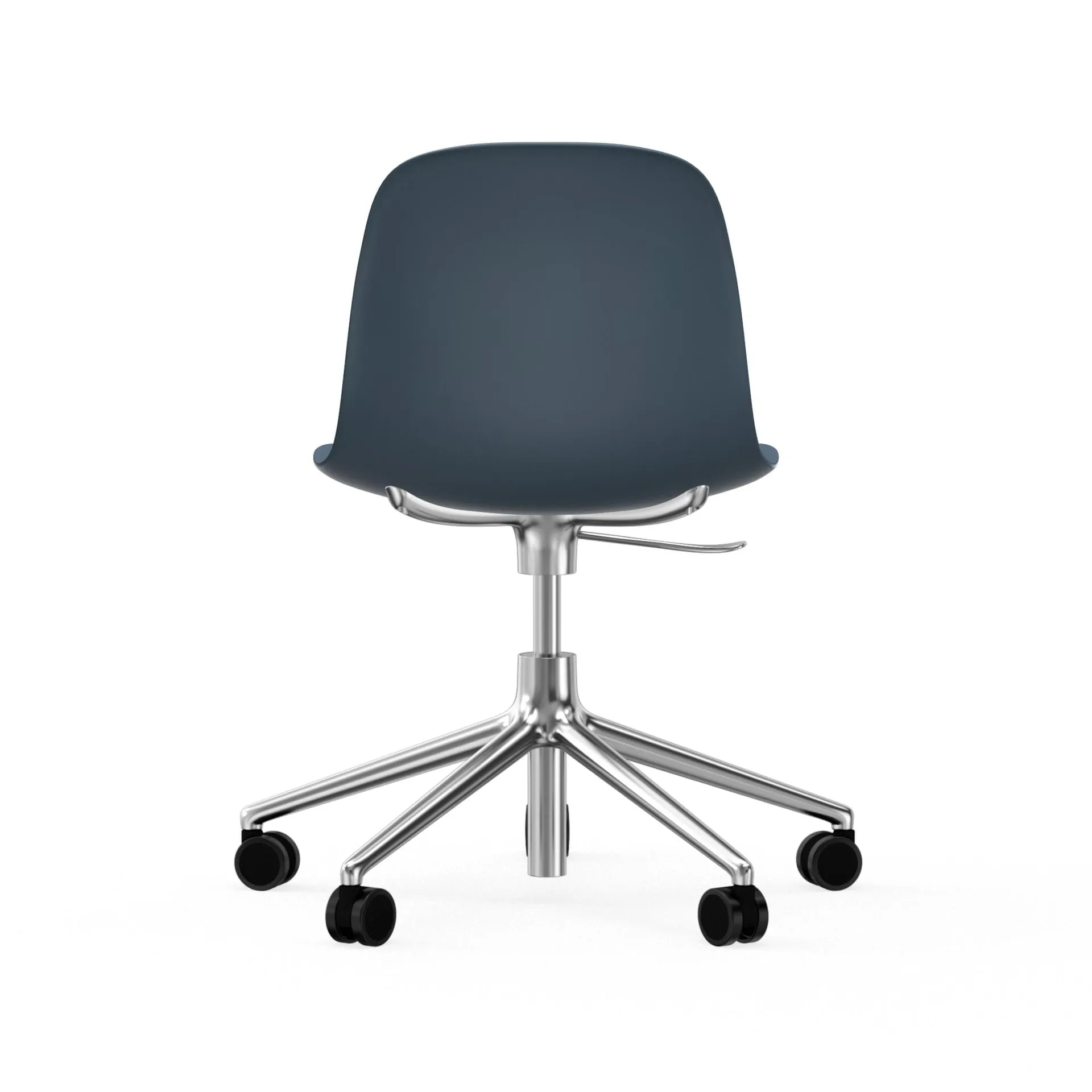 Form chair draaistoel, 5 W bureaustoel, blauw, aluminium wielen Normann Copenhagen