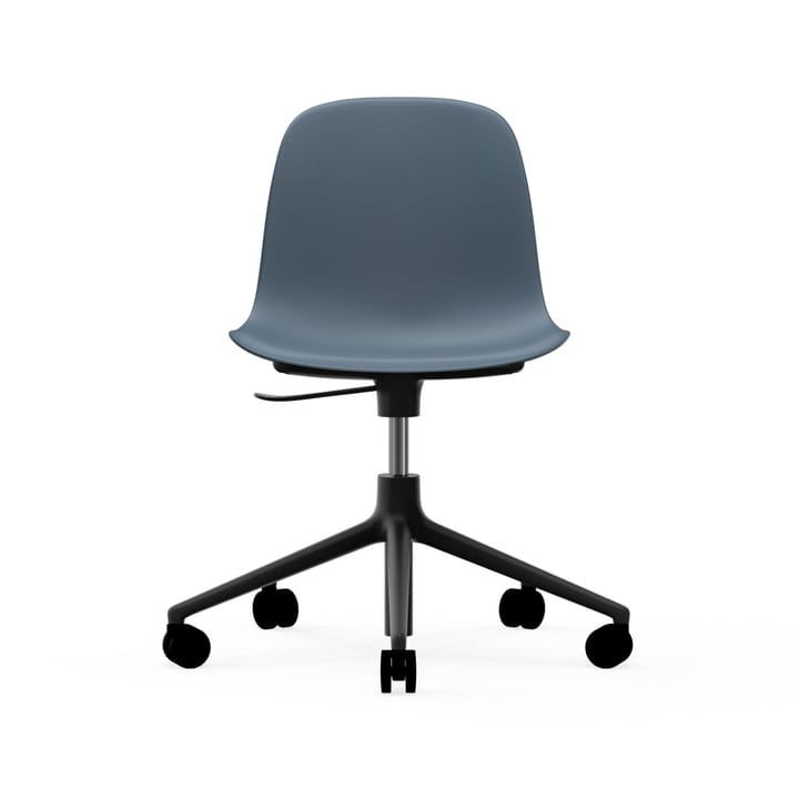 Form chair draaistoel, 5 W bureaustoel - blauw, zwart aluminium, wielen - Normann Copenhagen