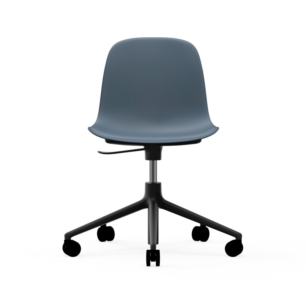 Normann Copenhagen Form chair draaistoel, 5 W bureaustoel blauw, zwart aluminium, wielen