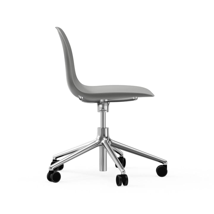 Form chair draaistoel, 5 W bureaustoel - grijs, aluminium, wielen - Normann Copenhagen