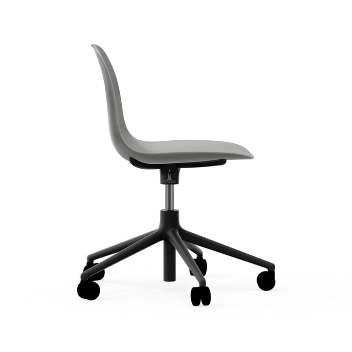 Form chair draaistoel, 5 W bureaustoel - grijs, zwart aluminium, wielen - Normann Copenhagen