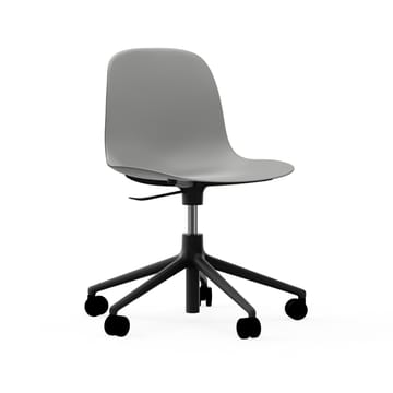 Form chair draaistoel, 5 W bureaustoel - grijs, zwart aluminium, wielen - Normann Copenhagen