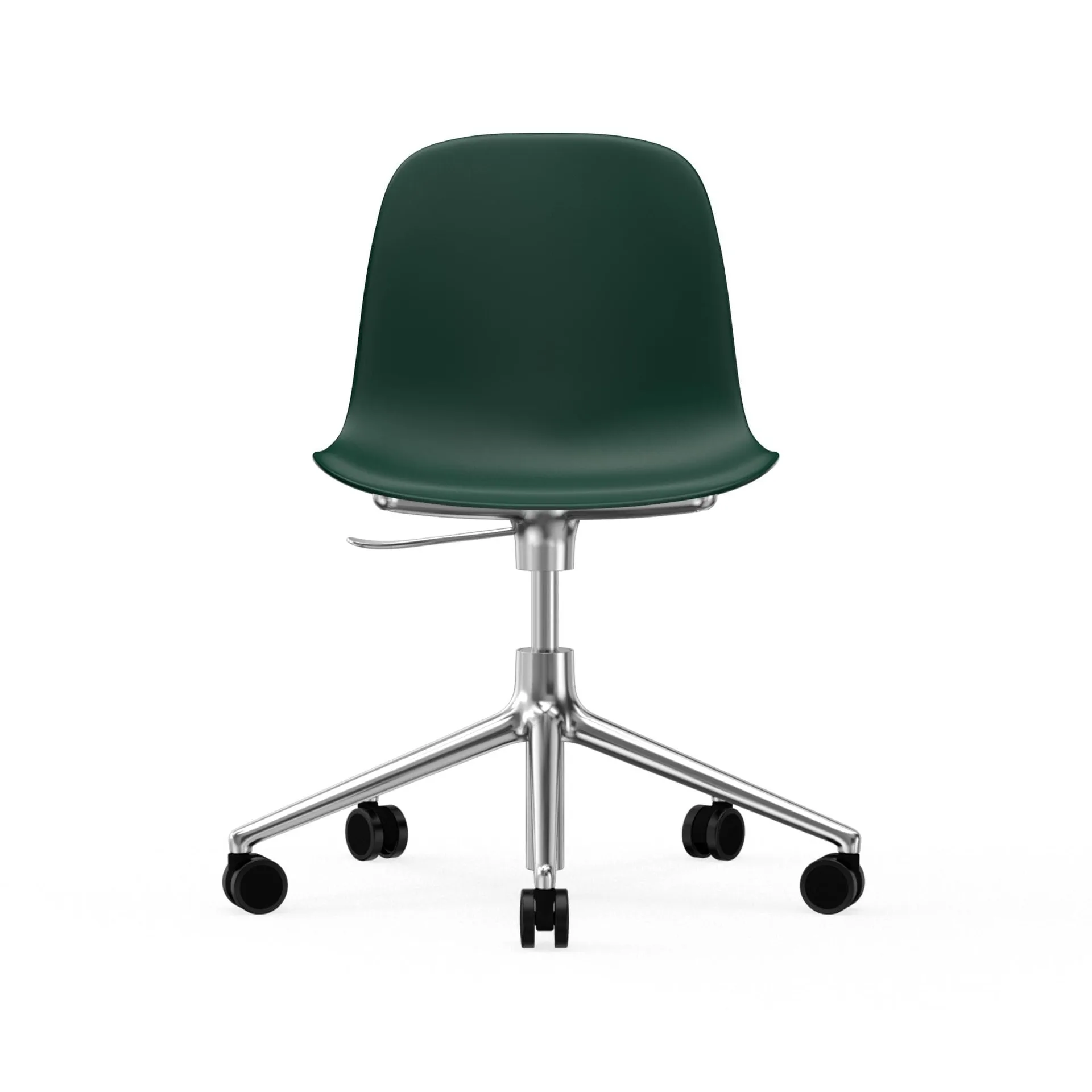 Form chair draaistoel, 5 W bureaustoel, groen, aluminium, wielen Normann Copenhagen