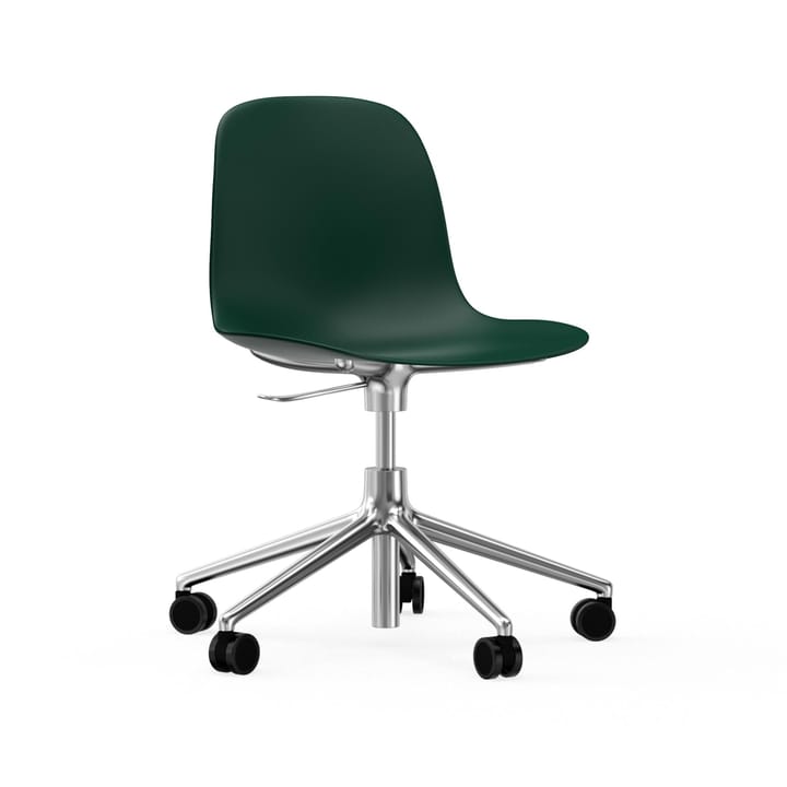 Form chair draaistoel, 5 W bureaustoel - groen, aluminium, wielen - Normann Copenhagen