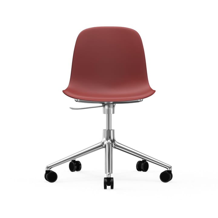 Form chair draaistoel, 5 W bureaustoel - rood, aluminium, wielen - Normann Copenhagen