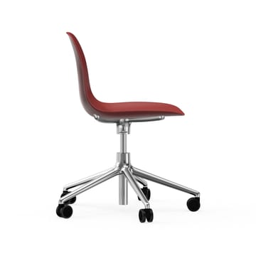 Form chair draaistoel, 5 W bureaustoel - rood, aluminium, wielen - Normann Copenhagen