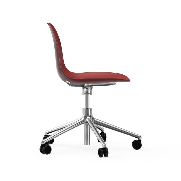 Form chair draaistoel, 5 W bureaustoel, rood, aluminium, wielen Normann Copenhagen