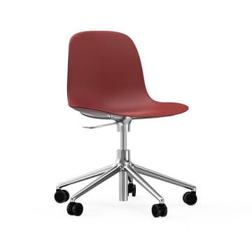 Form chair draaistoel, 5 W bureaustoel - rood, aluminium, wielen - Normann Copenhagen