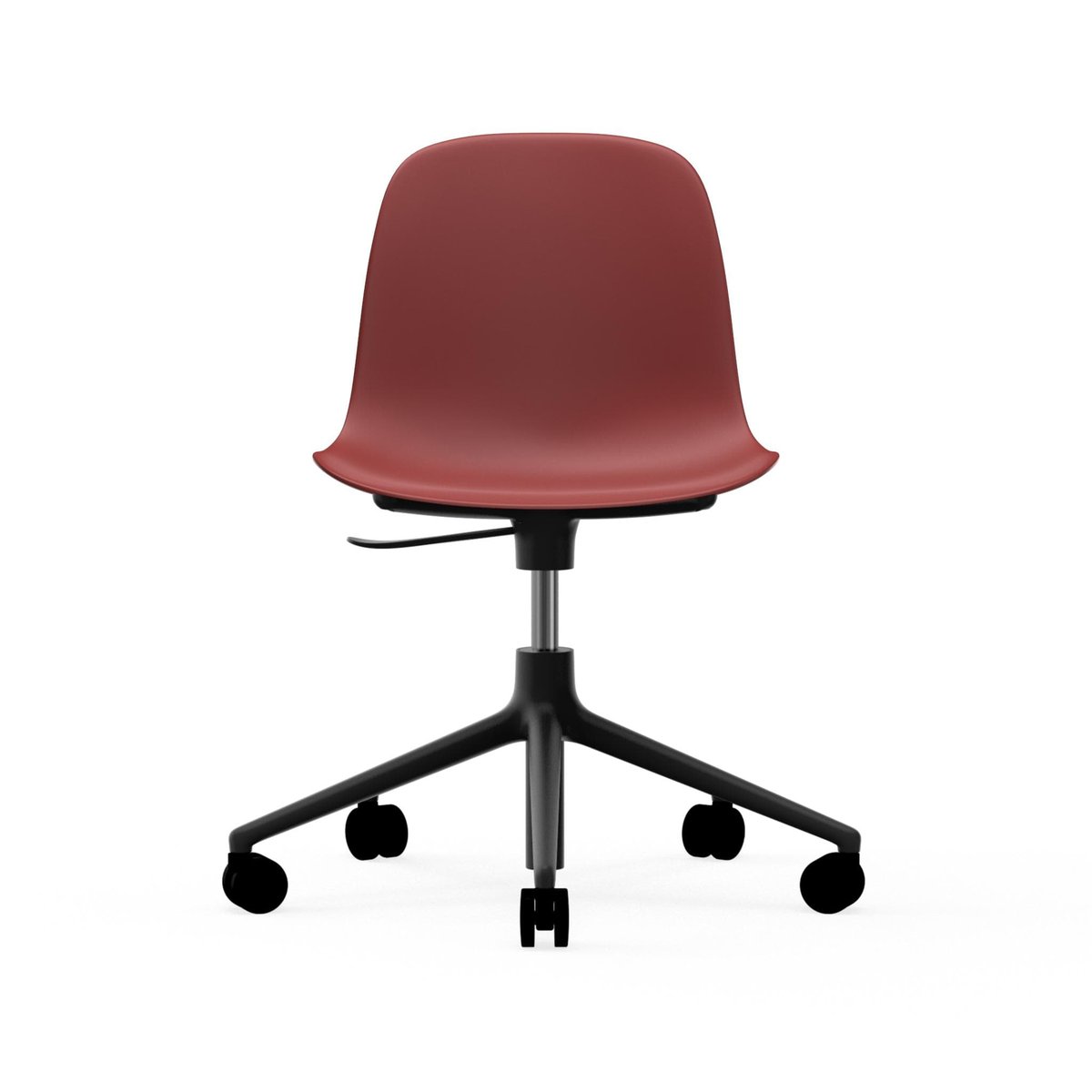 Normann Copenhagen Form chair draaistoel, 5 W bureaustoel rood, zwart aluminium, wielen