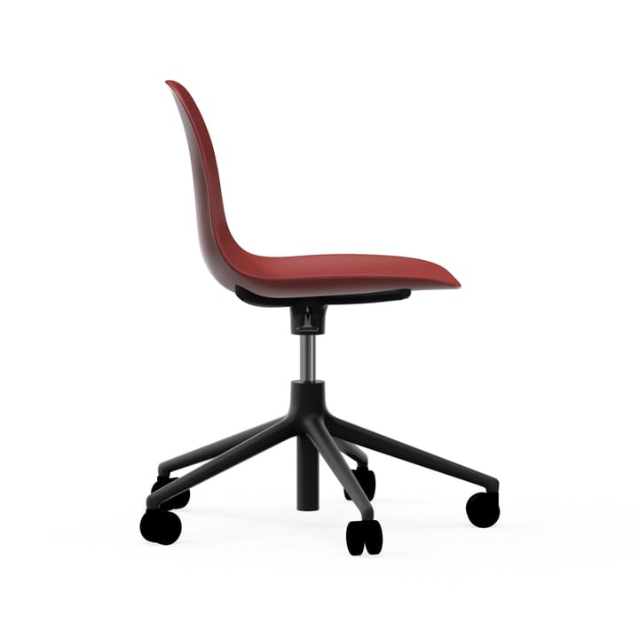 Form chair draaistoel, 5 W bureaustoel, rood, zwart aluminium, wielen Normann Copenhagen