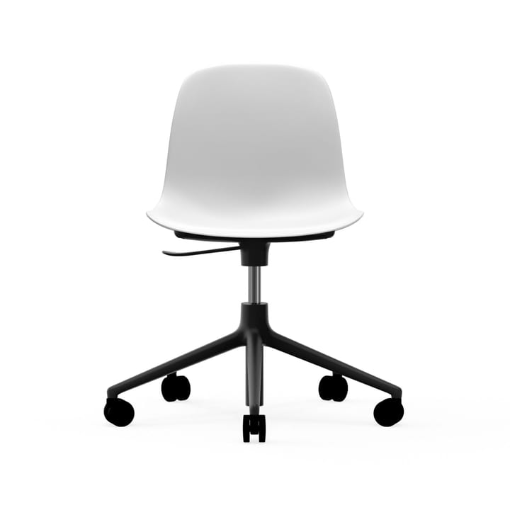 Form chair draaistoel, 5 W bureaustoel - wit, zwart aluminium, wielen - Normann Copenhagen