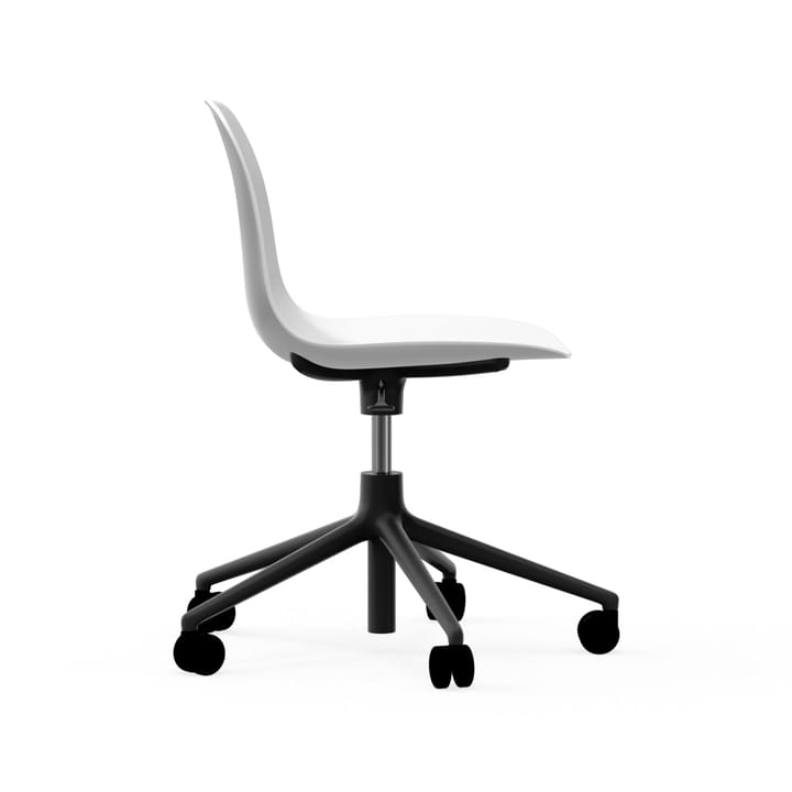 Form chair draaistoel, 5 W bureaustoel - wit, zwart aluminium, wielen - Normann Copenhagen