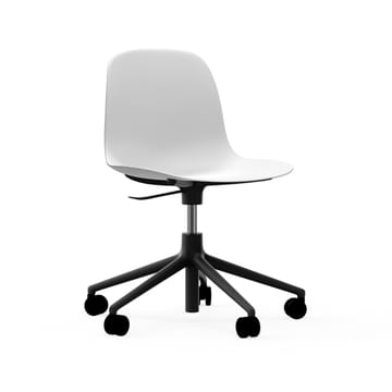 Form chair draaistoel, 5 W bureaustoel - wit, zwart aluminium, wielen - Normann Copenhagen