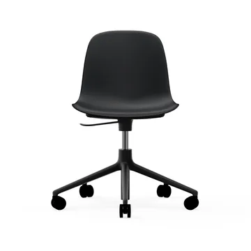 Form chair draaistoel, 5 W bureaustoel - zwart, zwart aluminium, wielen - Normann Copenhagen