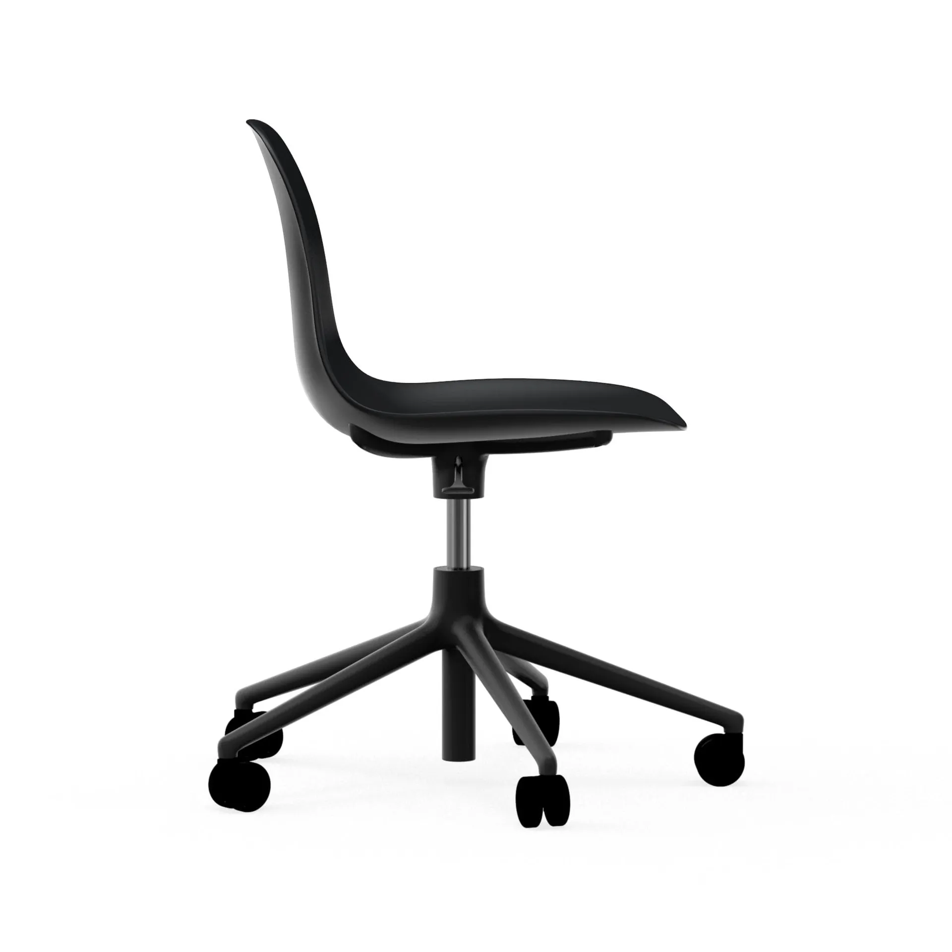 Form chair draaistoel, 5 W bureaustoel, zwart, zwart aluminium, wielen Normann Copenhagen