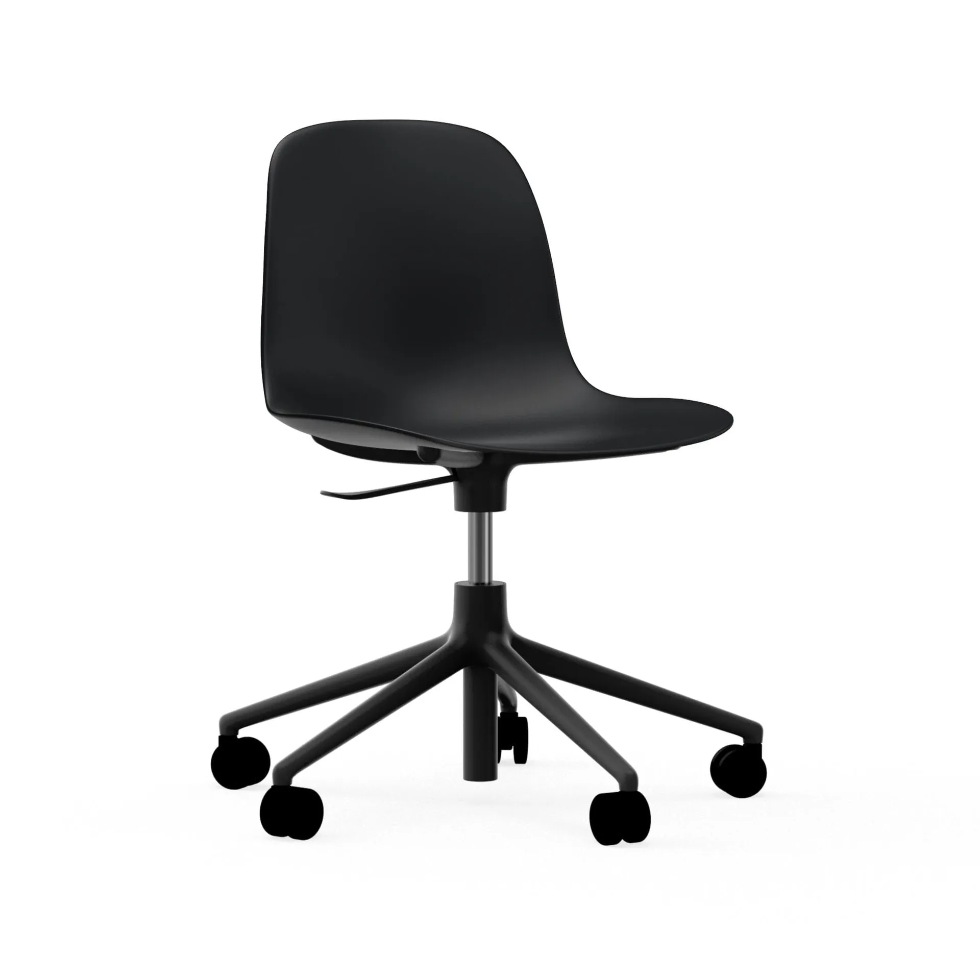 Form chair draaistoel, 5 W bureaustoel, zwart, zwart aluminium, wielen Normann Copenhagen